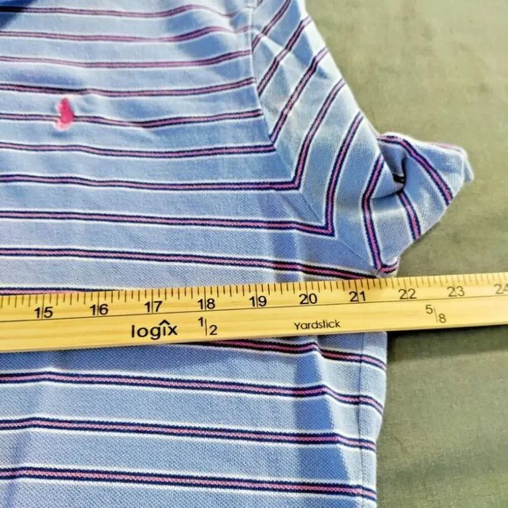 RALPH LAUREN POLO‎ Classic Fit Men L Golf Shirt Purple/Pink Striped Short Sleeve